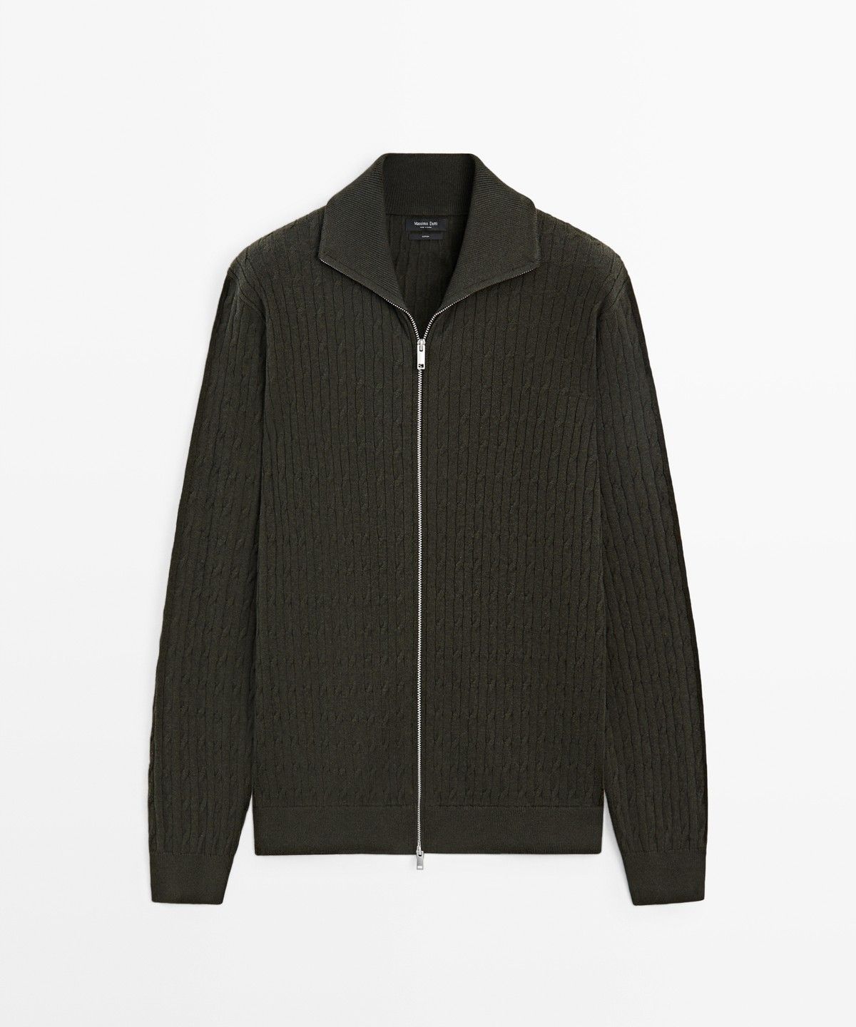 마시모두띠(MASSIMO DUTTI) 100% 코튼 브레이드 니트 가디건