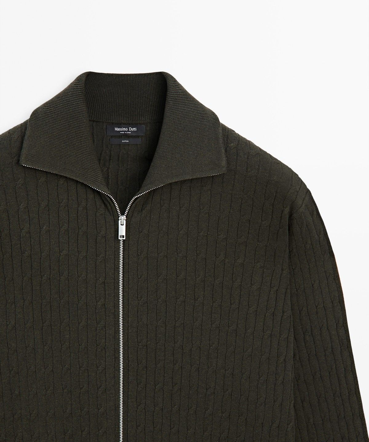 마시모두띠(MASSIMO DUTTI) 100% 코튼 브레이드 니트 가디건