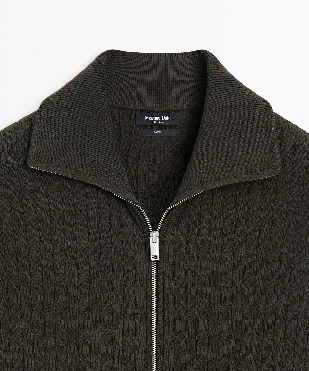 마시모두띠(MASSIMO DUTTI) 100% 코튼 브레이드 니트 가디건