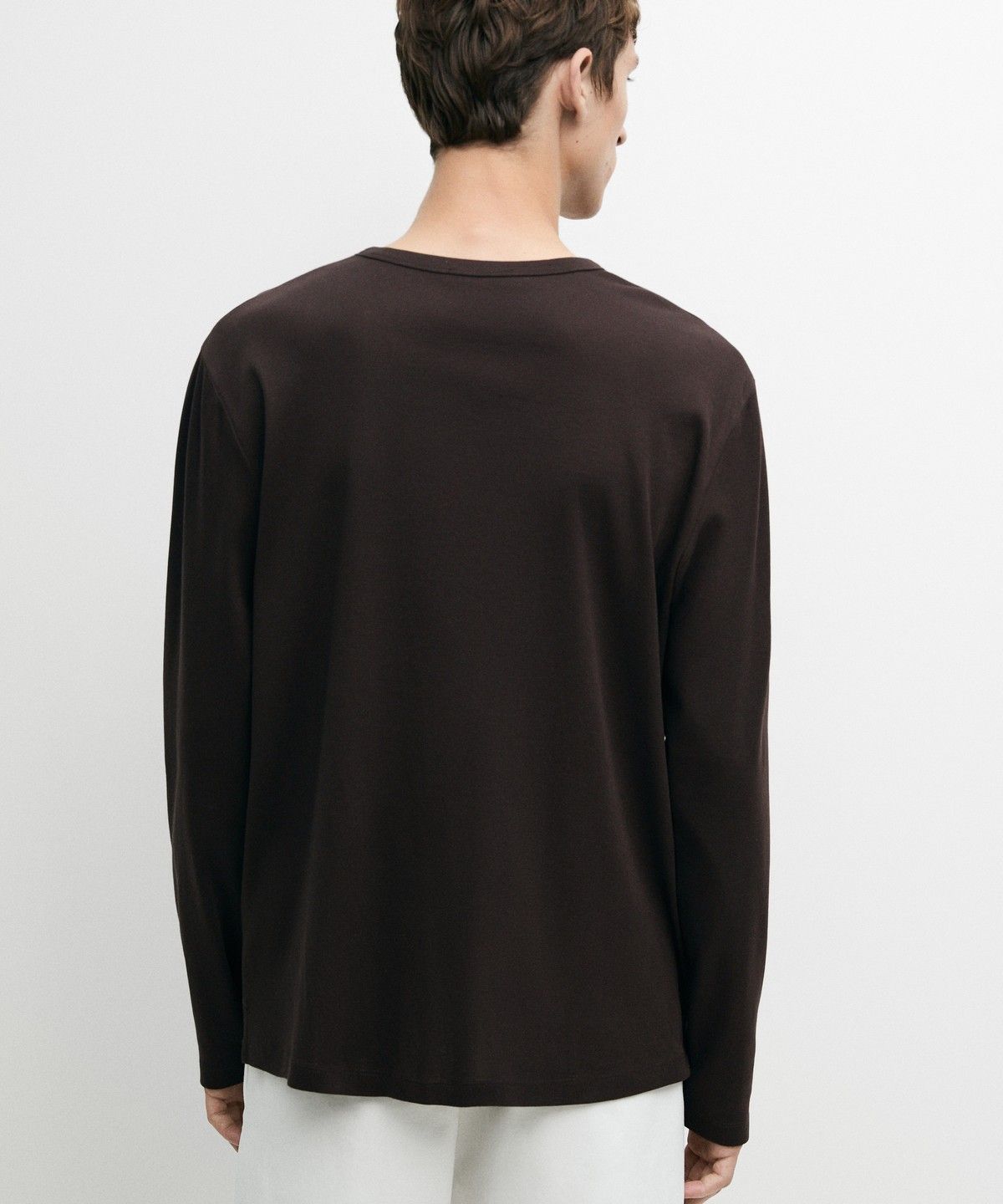 마시모두띠(MASSIMO DUTTI) 100% 코튼 헨리넥 긴소매 티셔츠