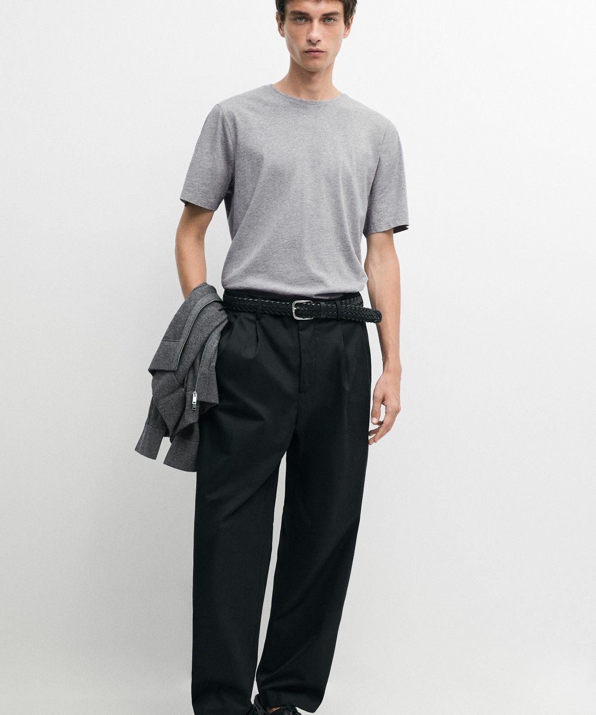 마시모두띠(MASSIMO DUTTI) 멜란지 코튼 반팔 티셔츠