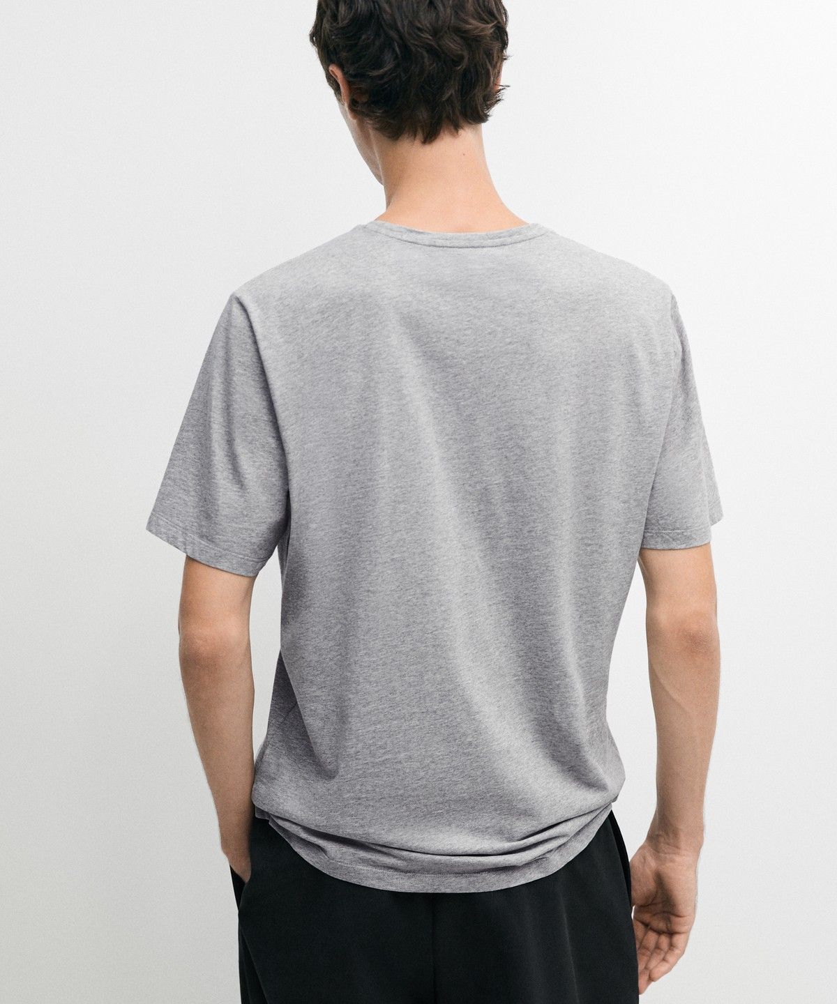 마시모두띠(MASSIMO DUTTI) 멜란지 코튼 반팔 티셔츠