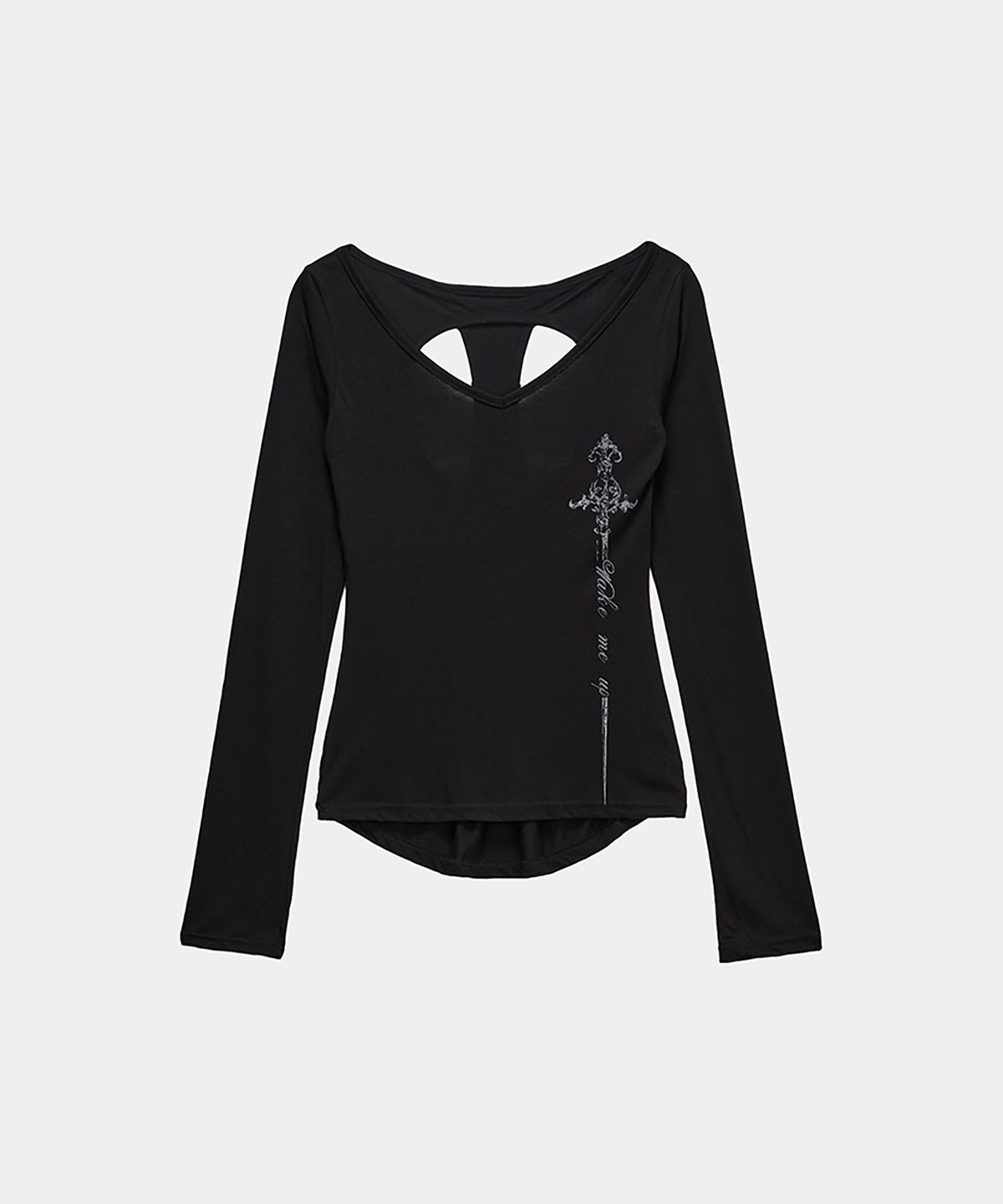 에트오소메(ETRE AU SOMMET) Back Double Cross Printing Long Sleeve (Black)