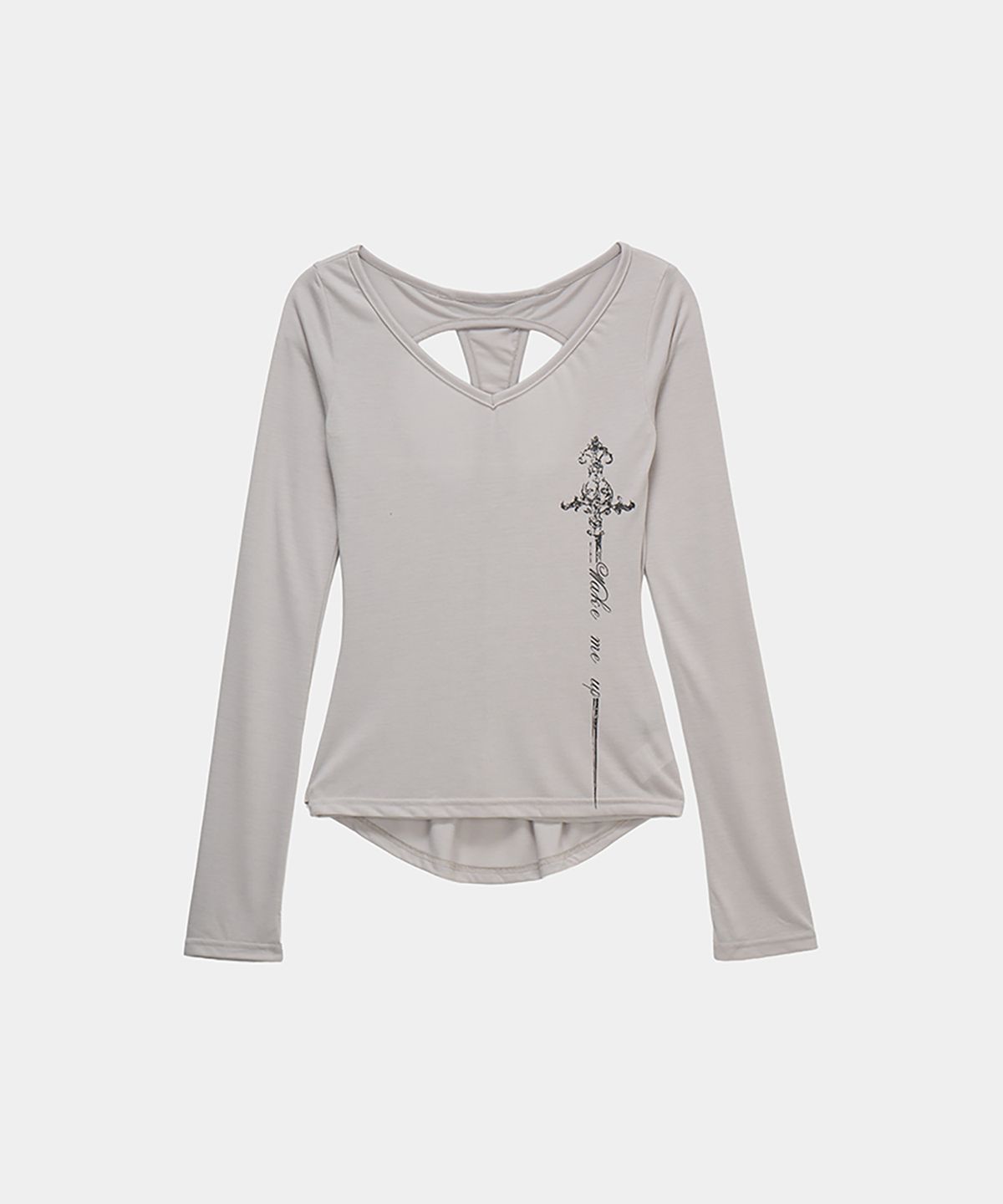 에트오소메(ETRE AU SOMMET) Back Double Cross Printing Long Sleeve (Gray)