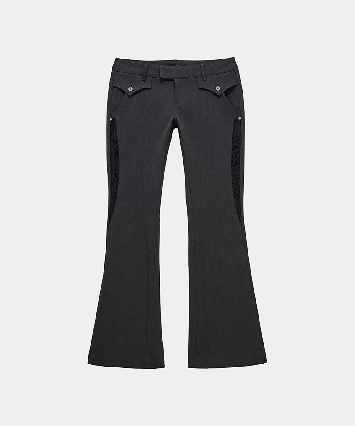 에트오소메(ETRE AU SOMMET) Button Stitch Low Rise Bootcut Pants (Charcoal)