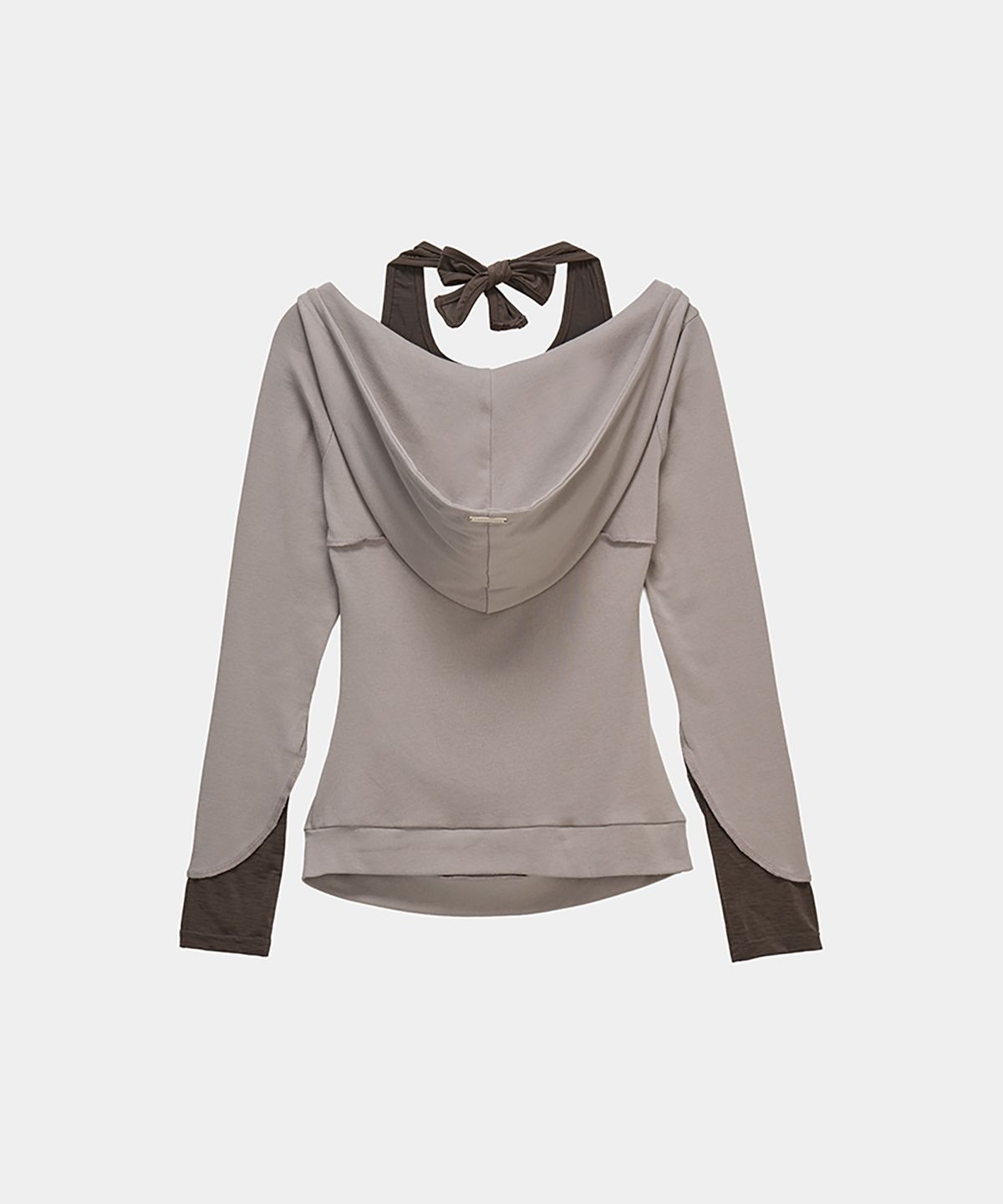 에트오소메(ETRE AU SOMMET) Halter-Neck Hooded Slim-Fit Long Sleeve Top (Moca)