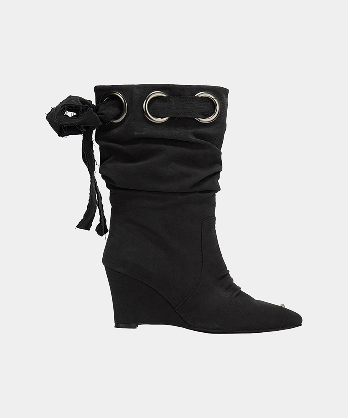 에트오소메(ETRE AU SOMMET) Ankle Wedge Heel Boots (Black)