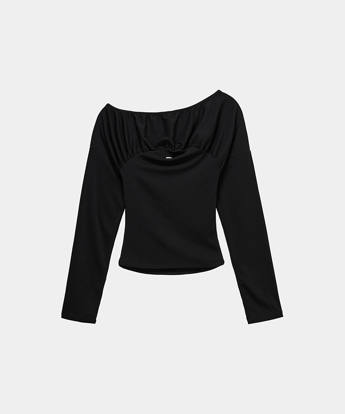 에트오소메(ETRE AU SOMMET) Glam Drape Shirring Long Sleeve (Black)