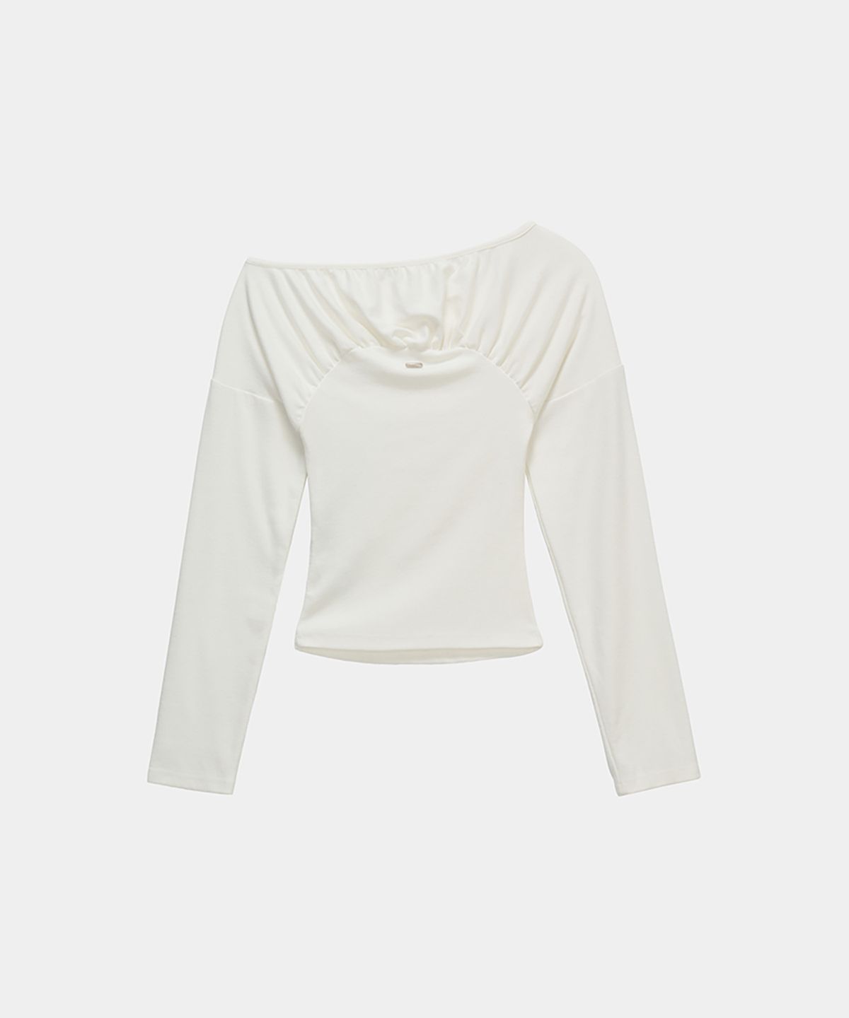 에트오소메(ETRE AU SOMMET) Glam Drape Shirring Long Sleeve (White)