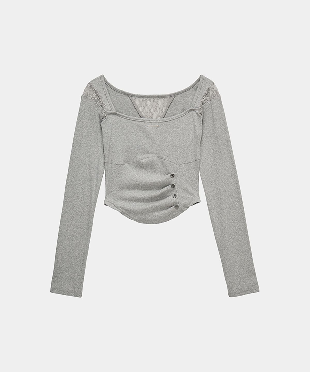 에트오소메(ETRE AU SOMMET) Bust Line Pintuck Detail Long Sleeve (Gray)
