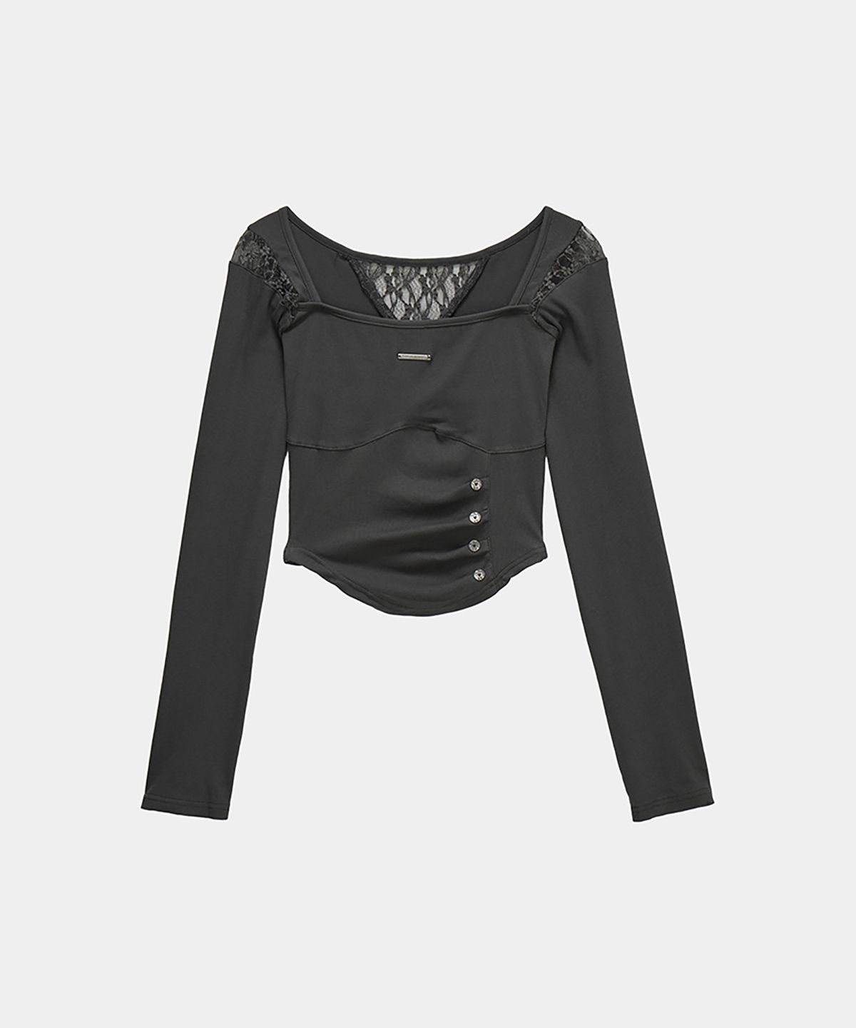 에트오소메(ETRE AU SOMMET) Bust Line Pintuck Detail Long Sleeve (Dark Gray)