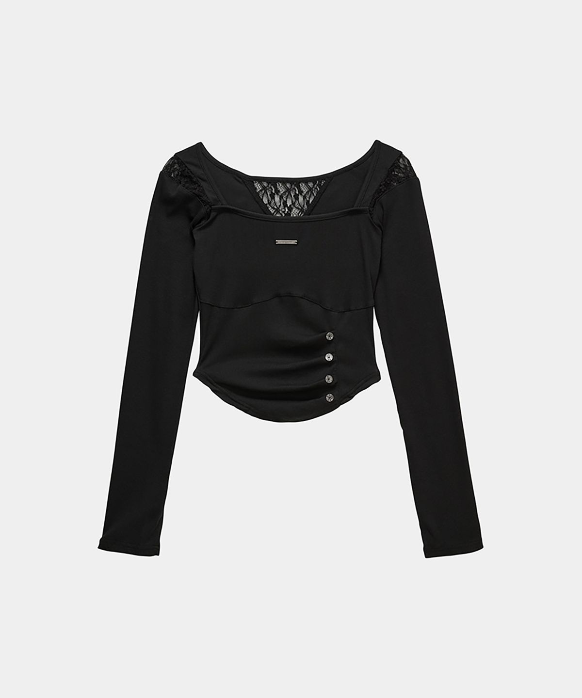 에트오소메(ETRE AU SOMMET) Bust Line Pintuck Detail Long Sleeve (Black)
