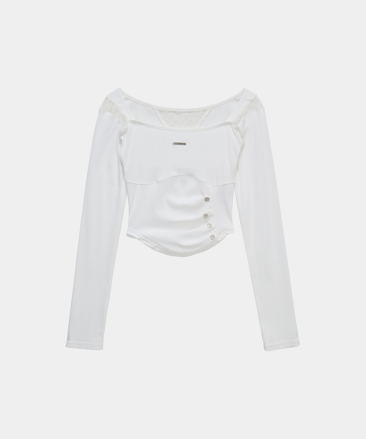 에트오소메(ETRE AU SOMMET) Bust Line Pintuck Detail Long Sleeve (White)