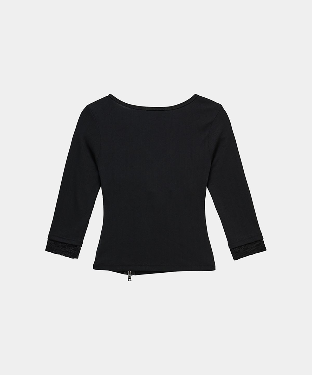 에트오소메(ETRE AU SOMMET) Lace Trim Button Wrap Long Sleeve (Black)