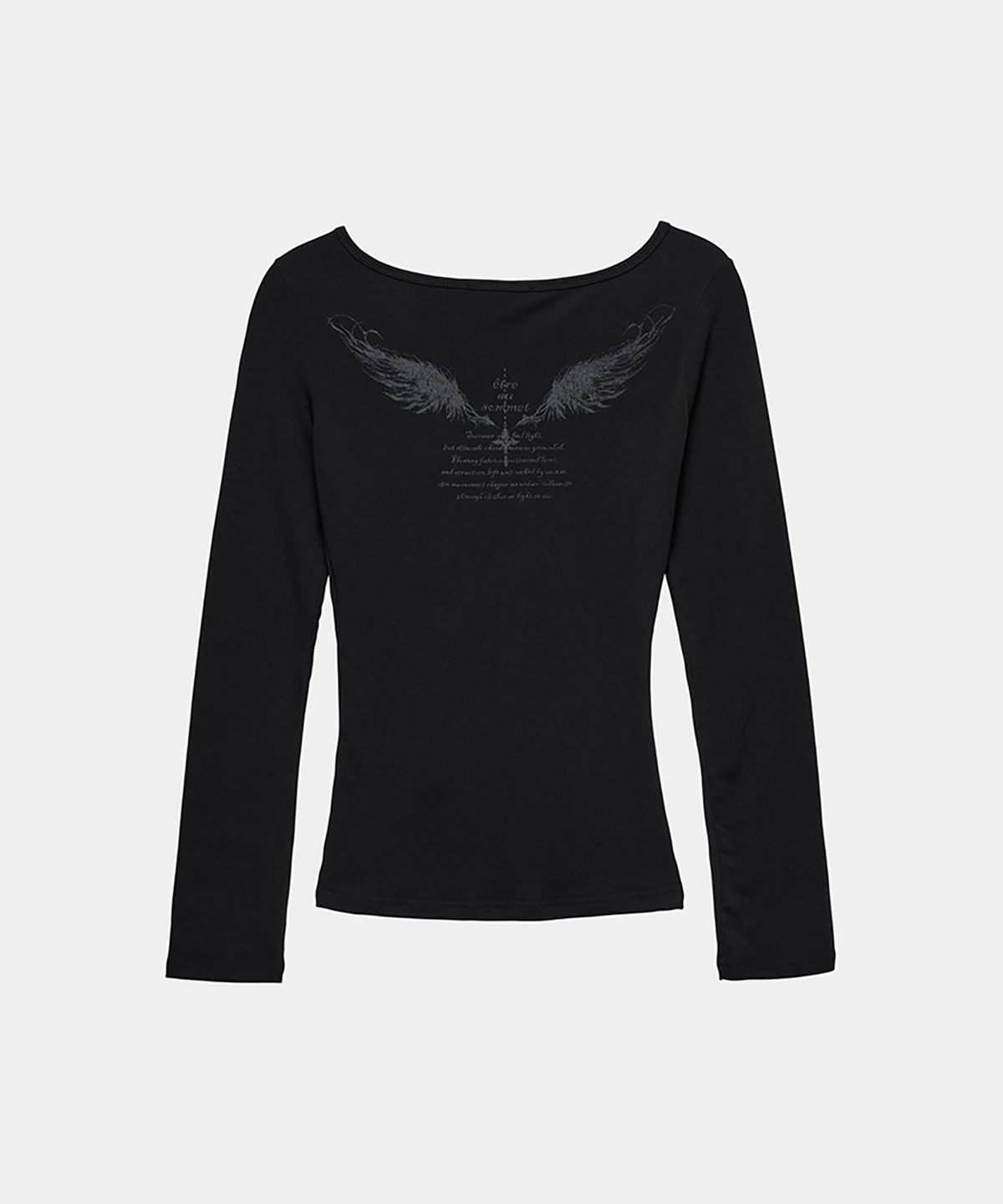 에트오소메(ETRE AU SOMMET) Drape Wing Shirring Long Sleeve (Black)
