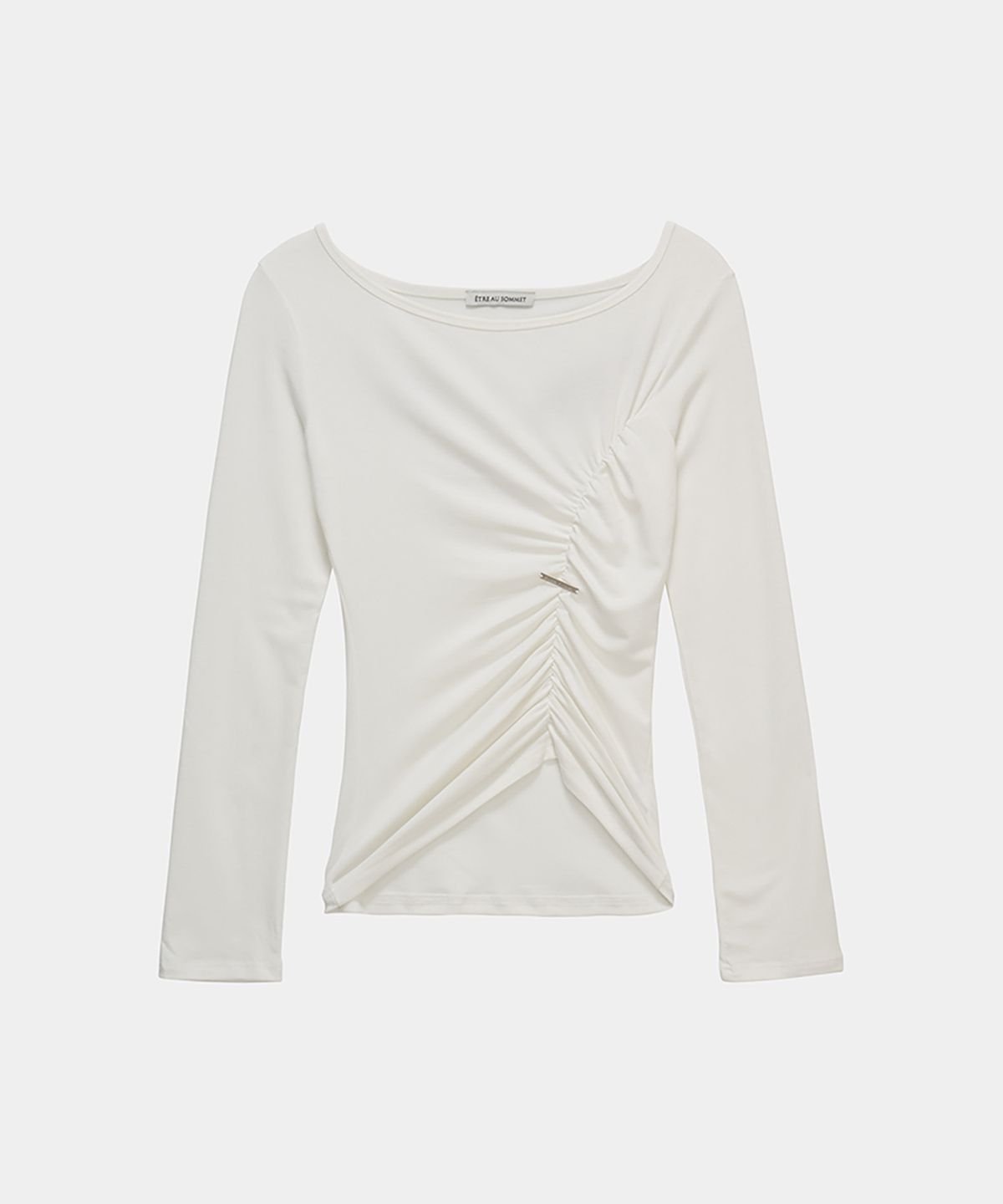 에트오소메(ETRE AU SOMMET) Drape Wing Shirring Long Sleeve (White)