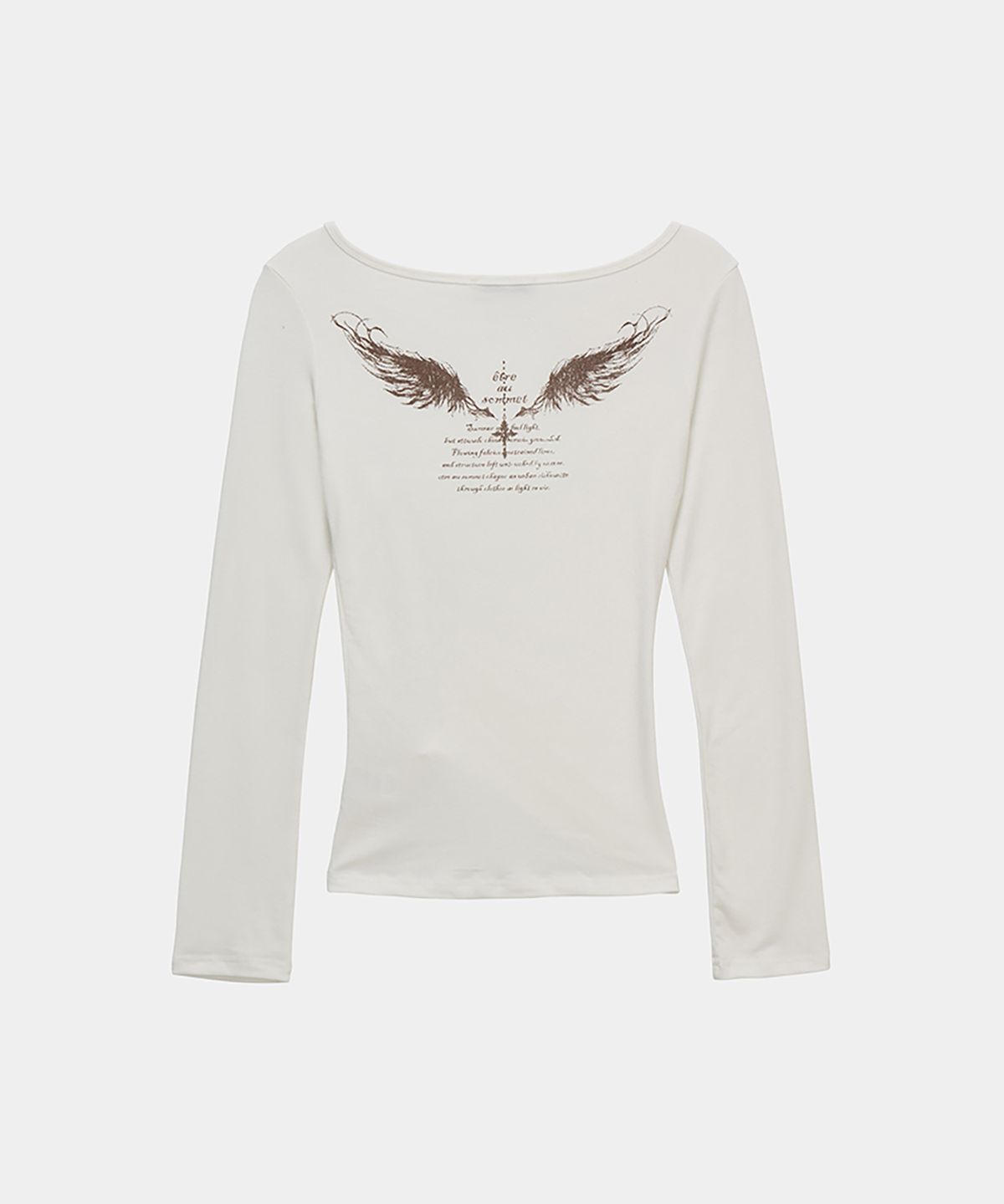 에트오소메(ETRE AU SOMMET) Drape Wing Shirring Long Sleeve (White)