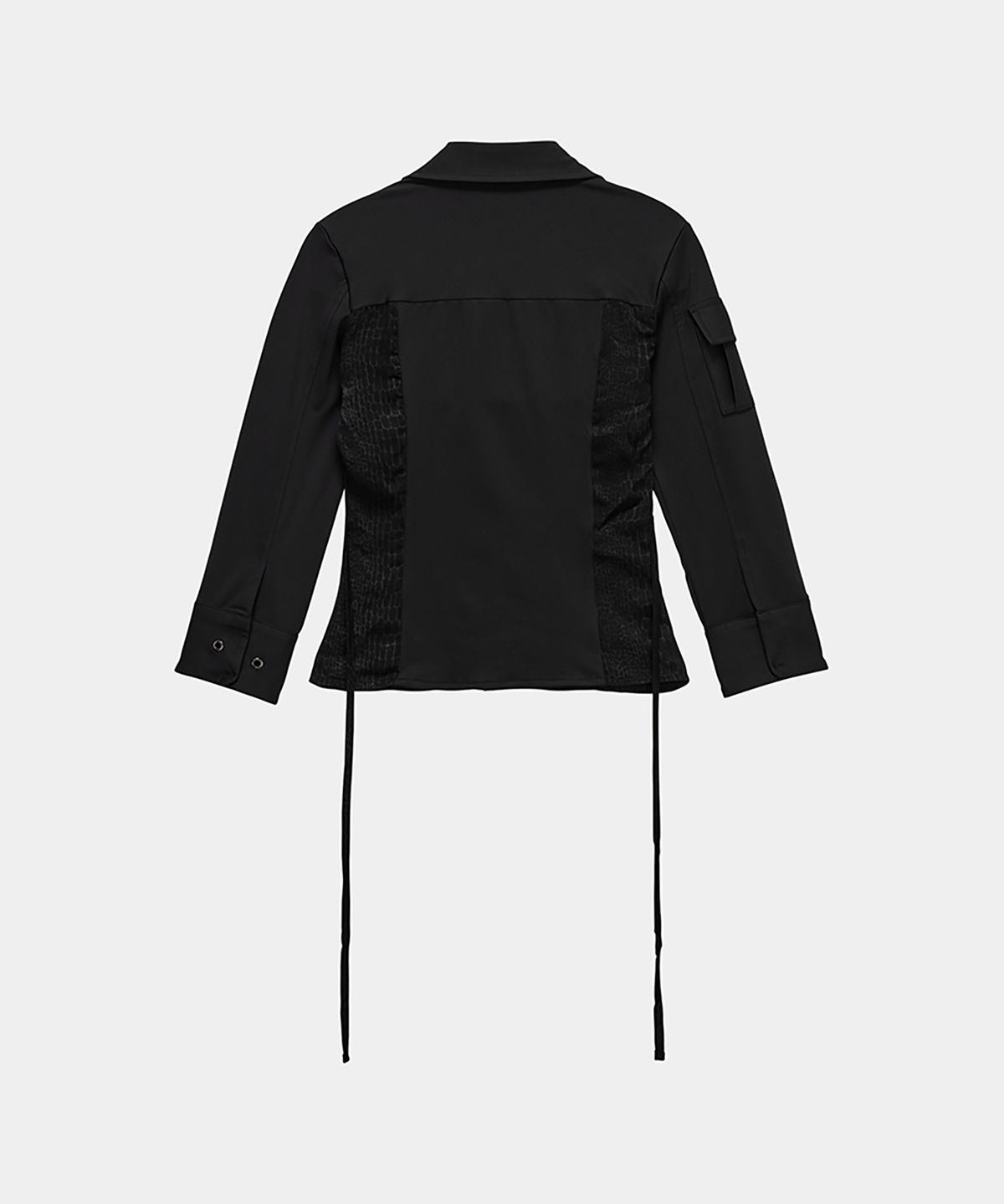 에트오소메(ETRE AU SOMMET) Jacquard Corset Line Pocket Shirt (Black)