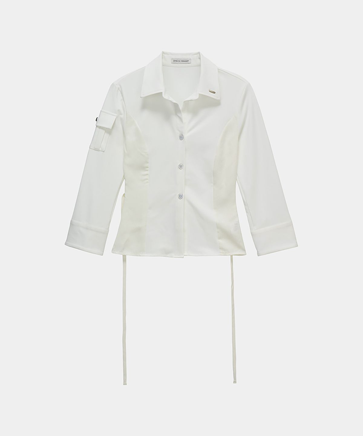 에트오소메(ETRE AU SOMMET) Jacquard Corset Line Pocket Shirt (White)
