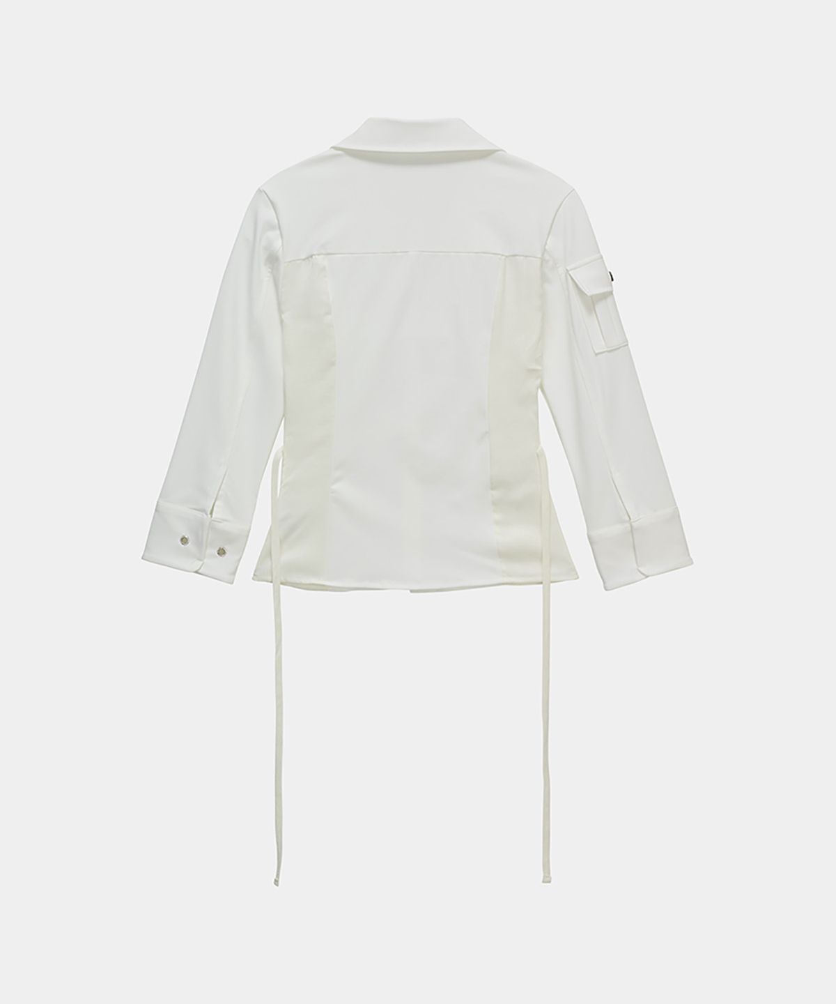 에트오소메(ETRE AU SOMMET) Jacquard Corset Line Pocket Shirt (White)