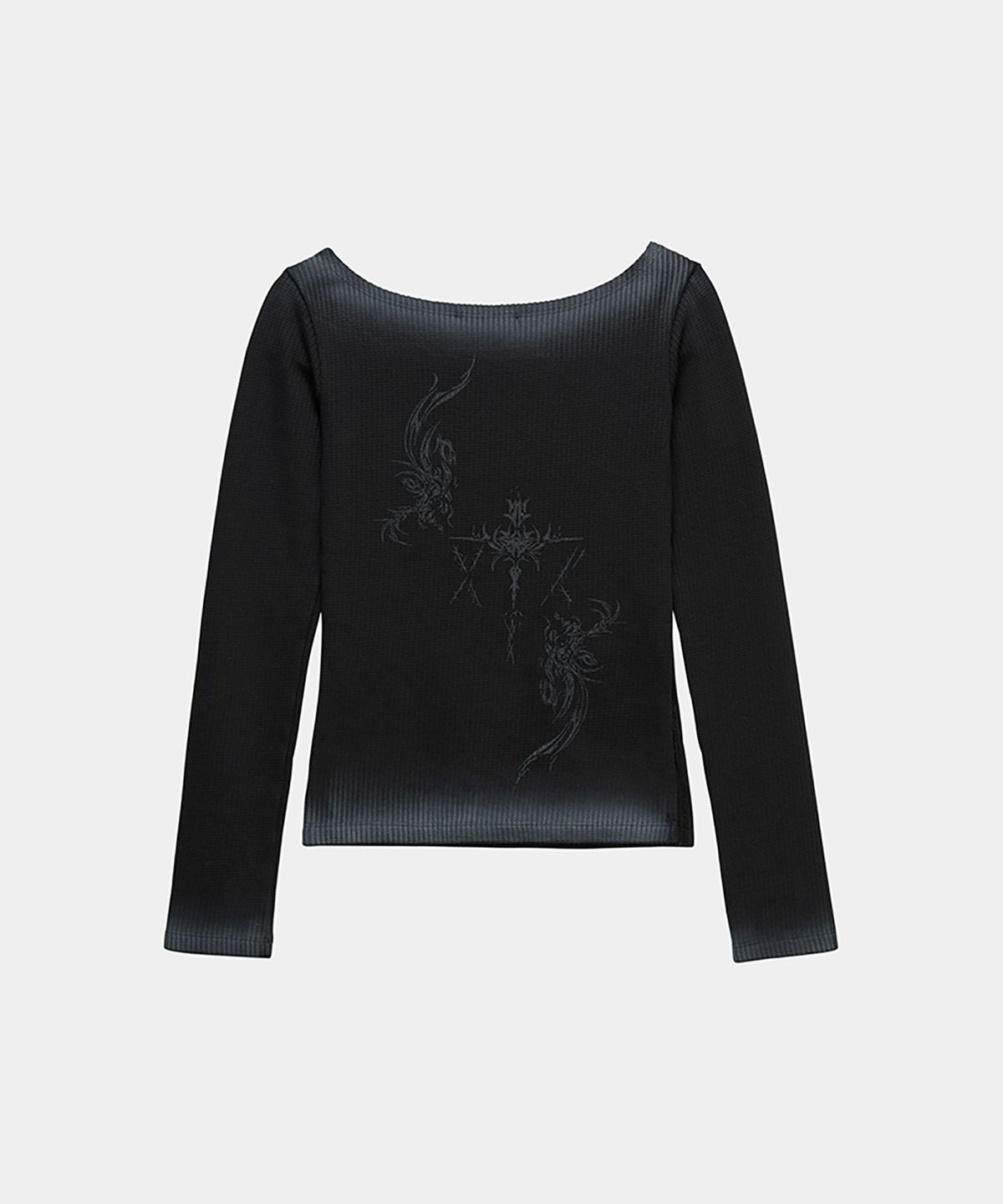 에트오소메(ETRE AU SOMMET) Dirty Wash Lettering Long Sleeve (Black)