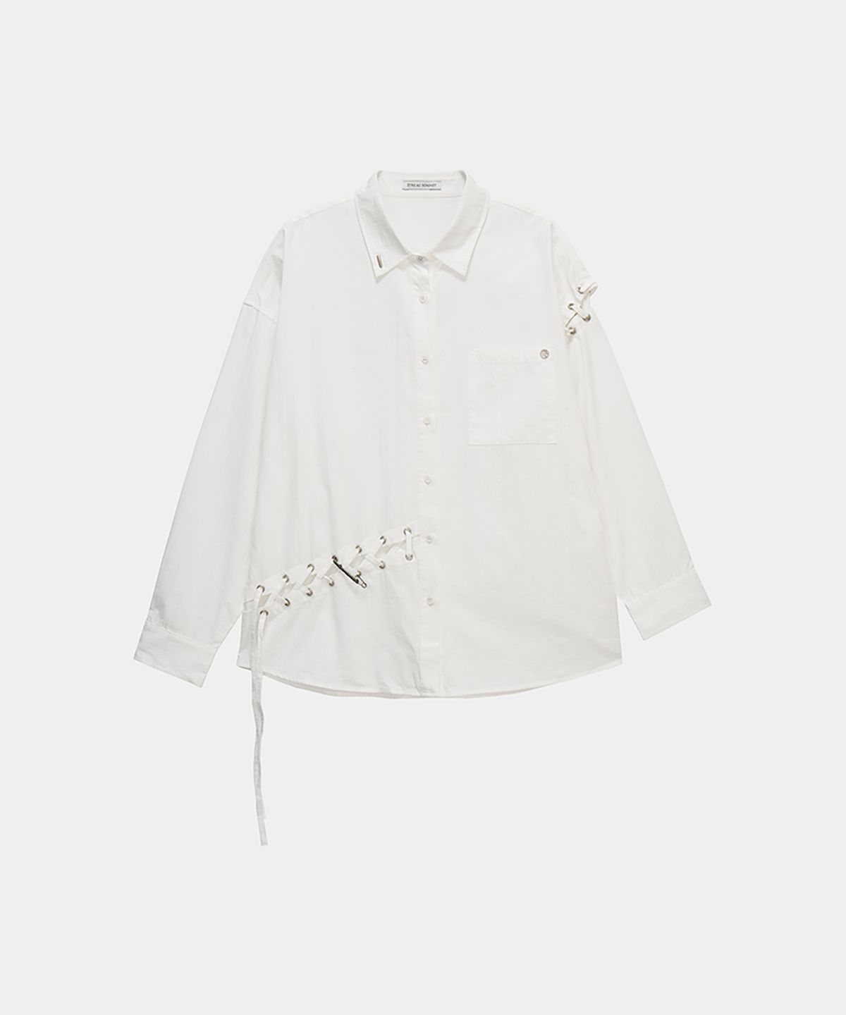 에트오소메(ETRE AU SOMMET) Eyelet Point Oversized Shirt (White)