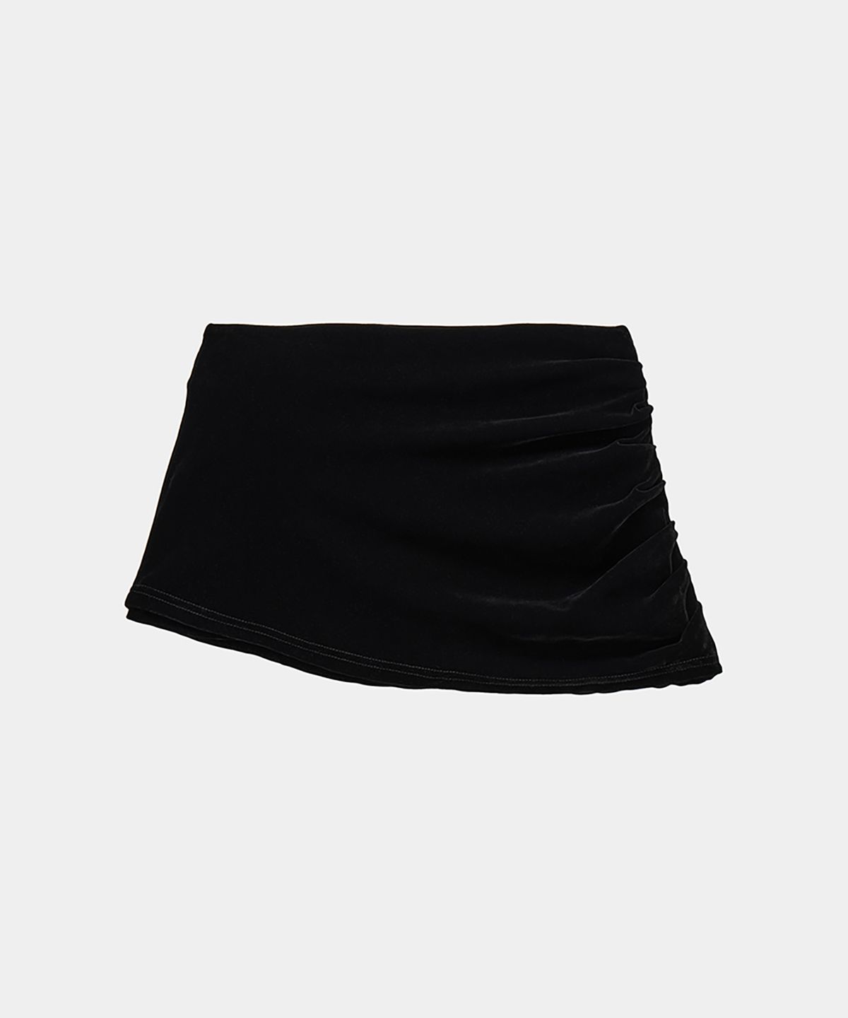 에트오소메(ETRE AU SOMMET) Velvet Button Shirring Mini Skirt (Black)