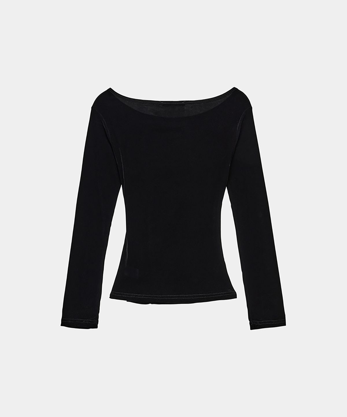에트오소메(ETRE AU SOMMET) Velvet Button Shirring Slim Long Sleeve (Black)