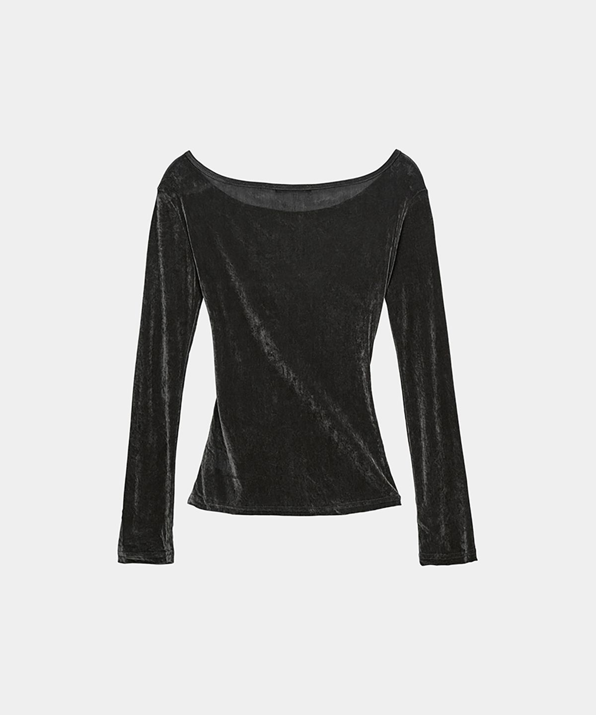 에트오소메(ETRE AU SOMMET) Velvet Button Shirring Slim Long Sleeve (Charcoal)