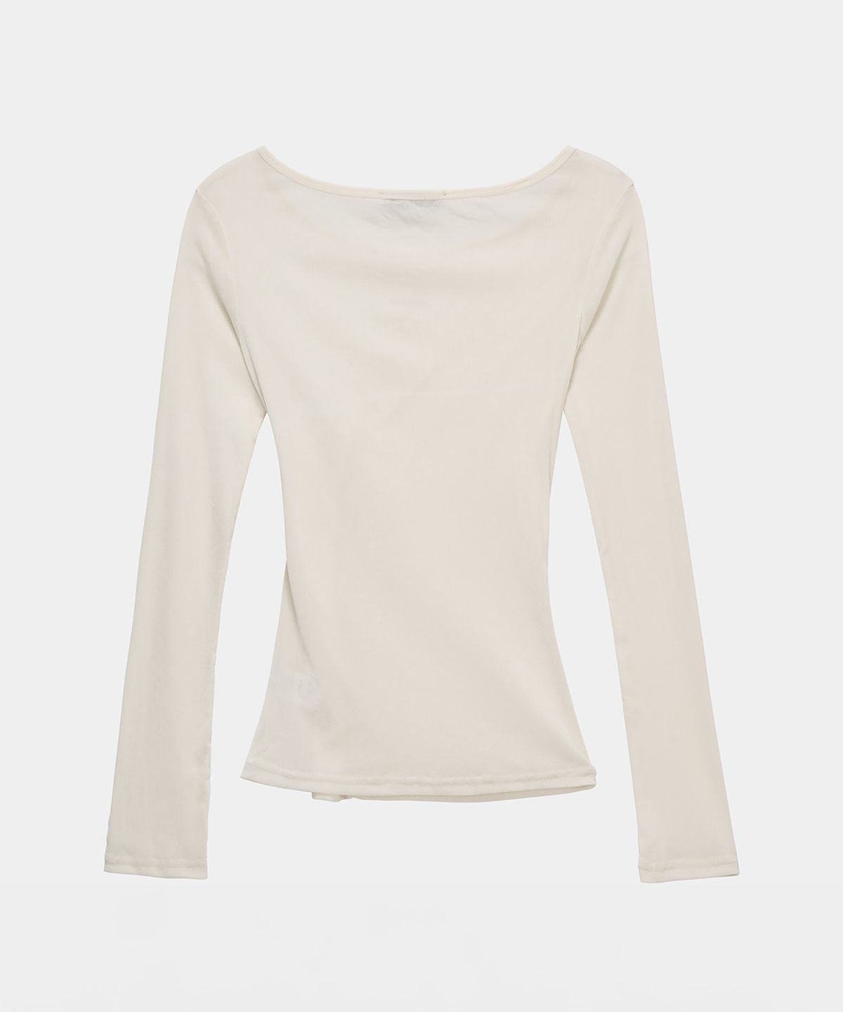 에트오소메(ETRE AU SOMMET) Velvet Button Shirring Slim Long Sleeve (Ivory)