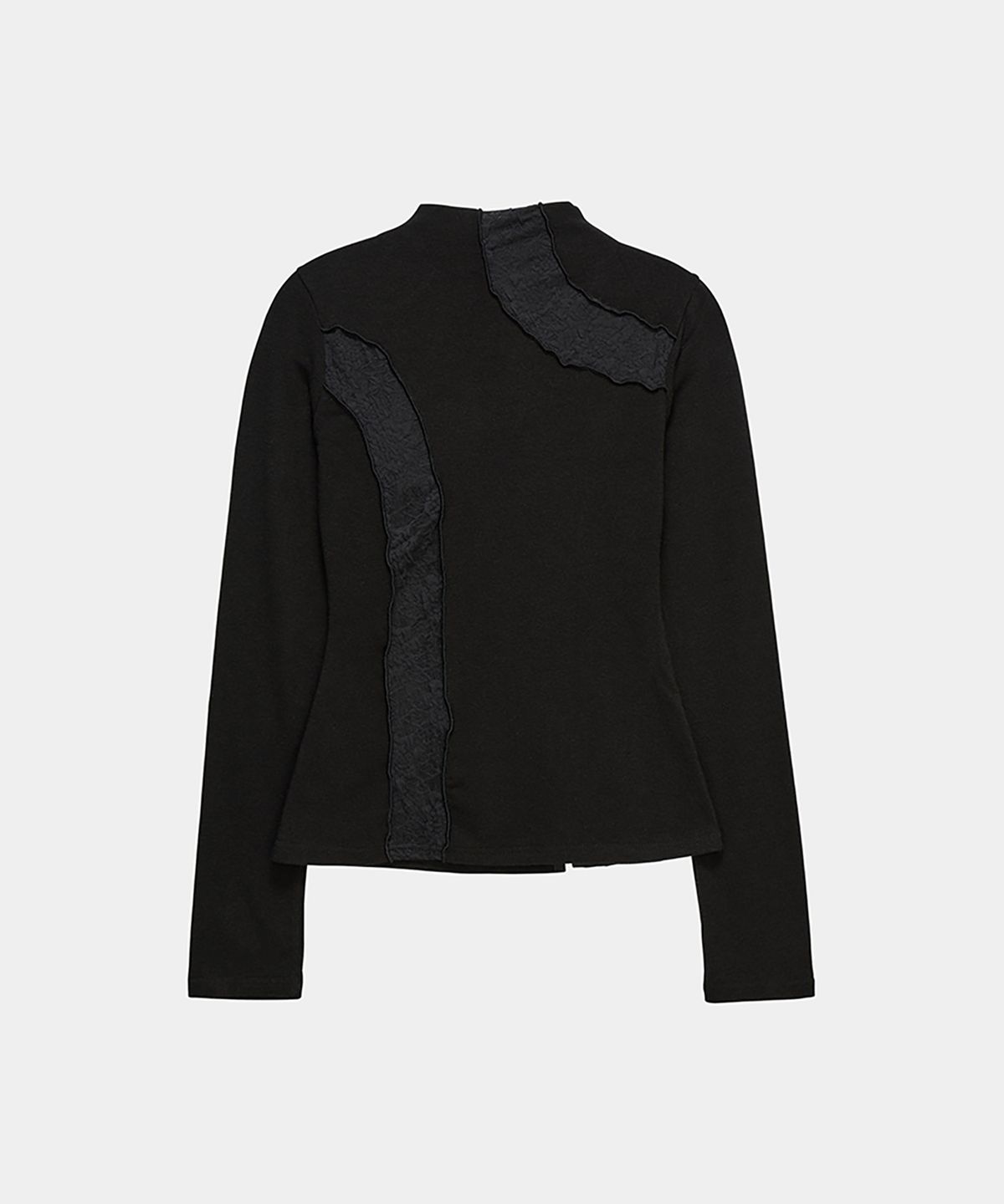 에트오소메(ETRE AU SOMMET) Lace Layer High Neck Slim Long Sleeve (Black)