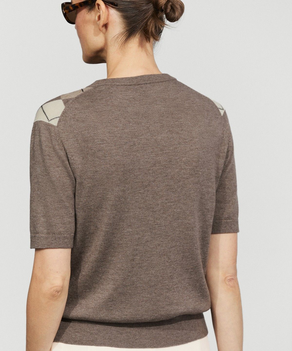 마시모두띠(MASSIMO DUTTI) 다이아몬드 패턴 반팔 니트
