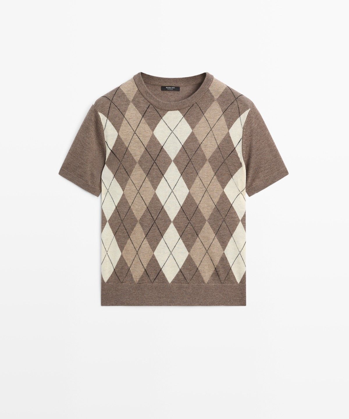 마시모두띠(MASSIMO DUTTI) 다이아몬드 패턴 반팔 니트