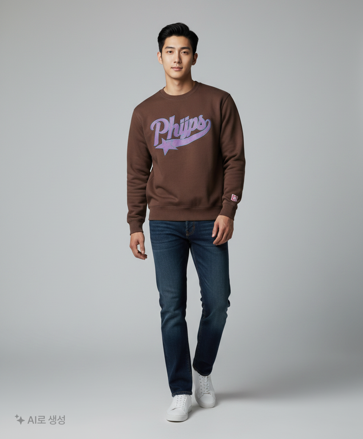 피지컬 디파트먼트(PHYSICAL DEPARTMENT) STAR TAIL CREWNECK RED CHARCOAL S