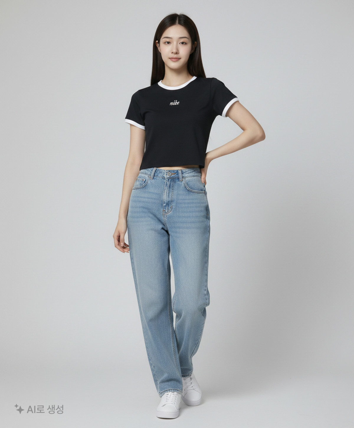 나이키(NIKE) 스포츠웨어 칠 니트 슬림 크롭 티셔츠 W - 블랙:화이트 / HF8820-010 M
