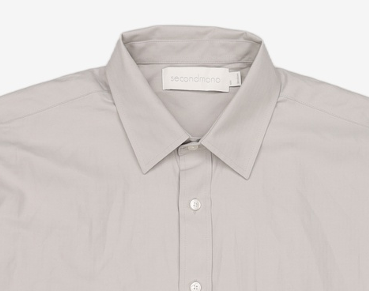세컨모놀로그(SECONDMONO) (TIE SET)Side Slit Stripe Cotton Shirt [STGRAY]_SESH008STGRAY M
