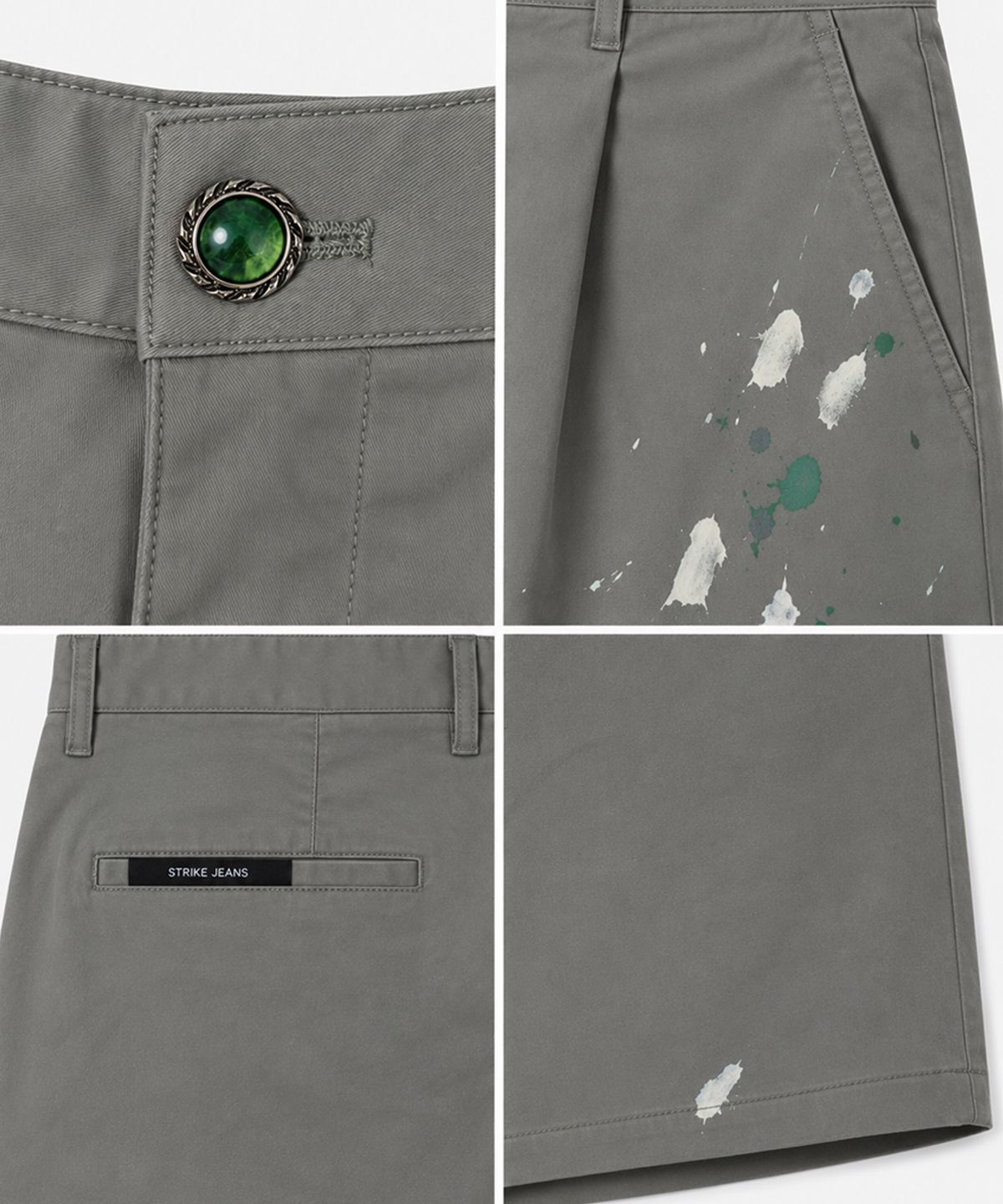 스트라이크(STRIKE) Atelier Painted Single-Tuck Chino Shorts (LIGHT KHAKI)