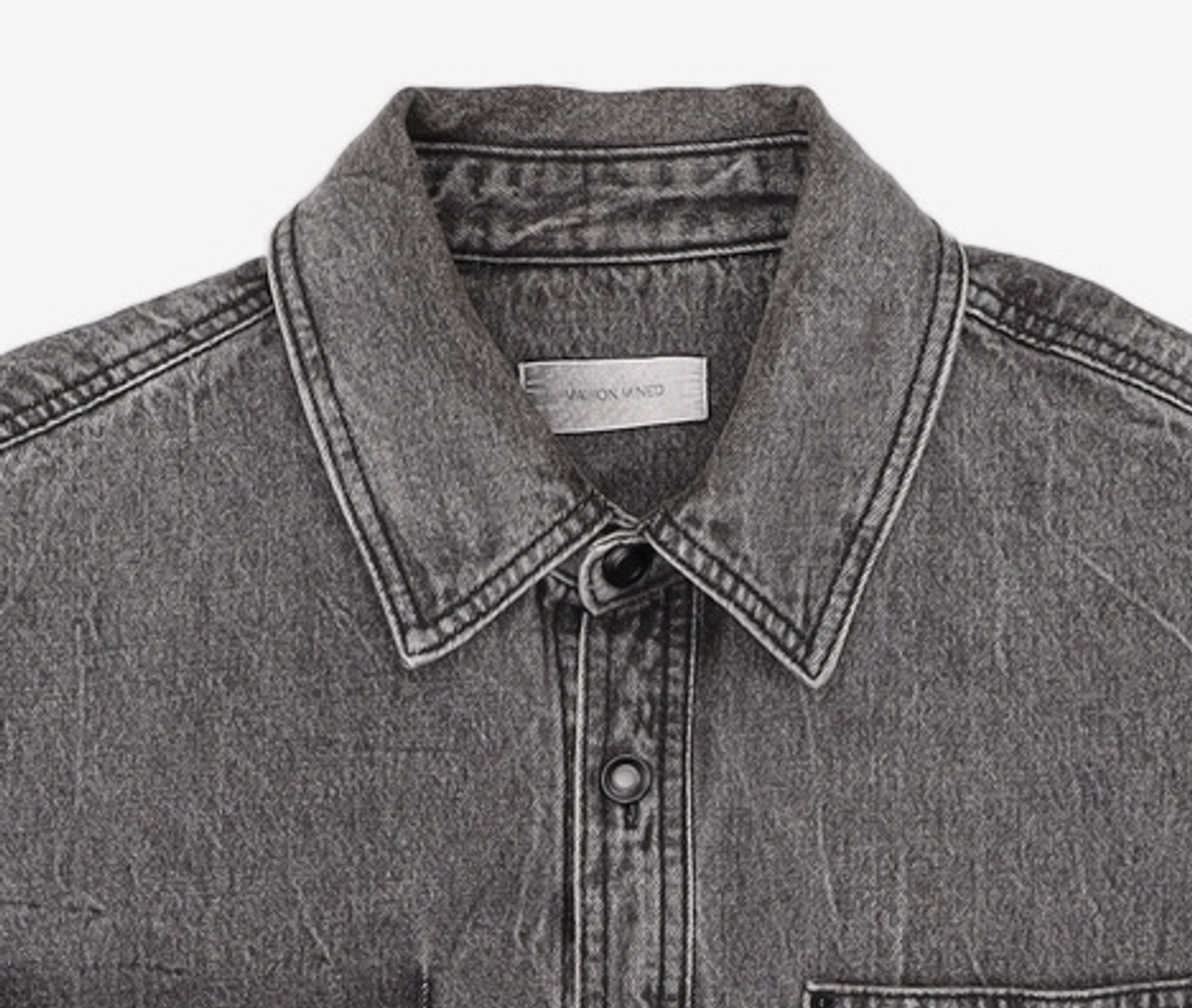 메종미네드(MAISON MINED) DUAL POCKET DENIM SHIRTS BLACK M