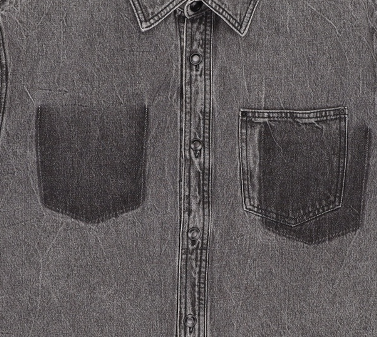 메종미네드(MAISON MINED) DUAL POCKET DENIM SHIRTS BLACK M