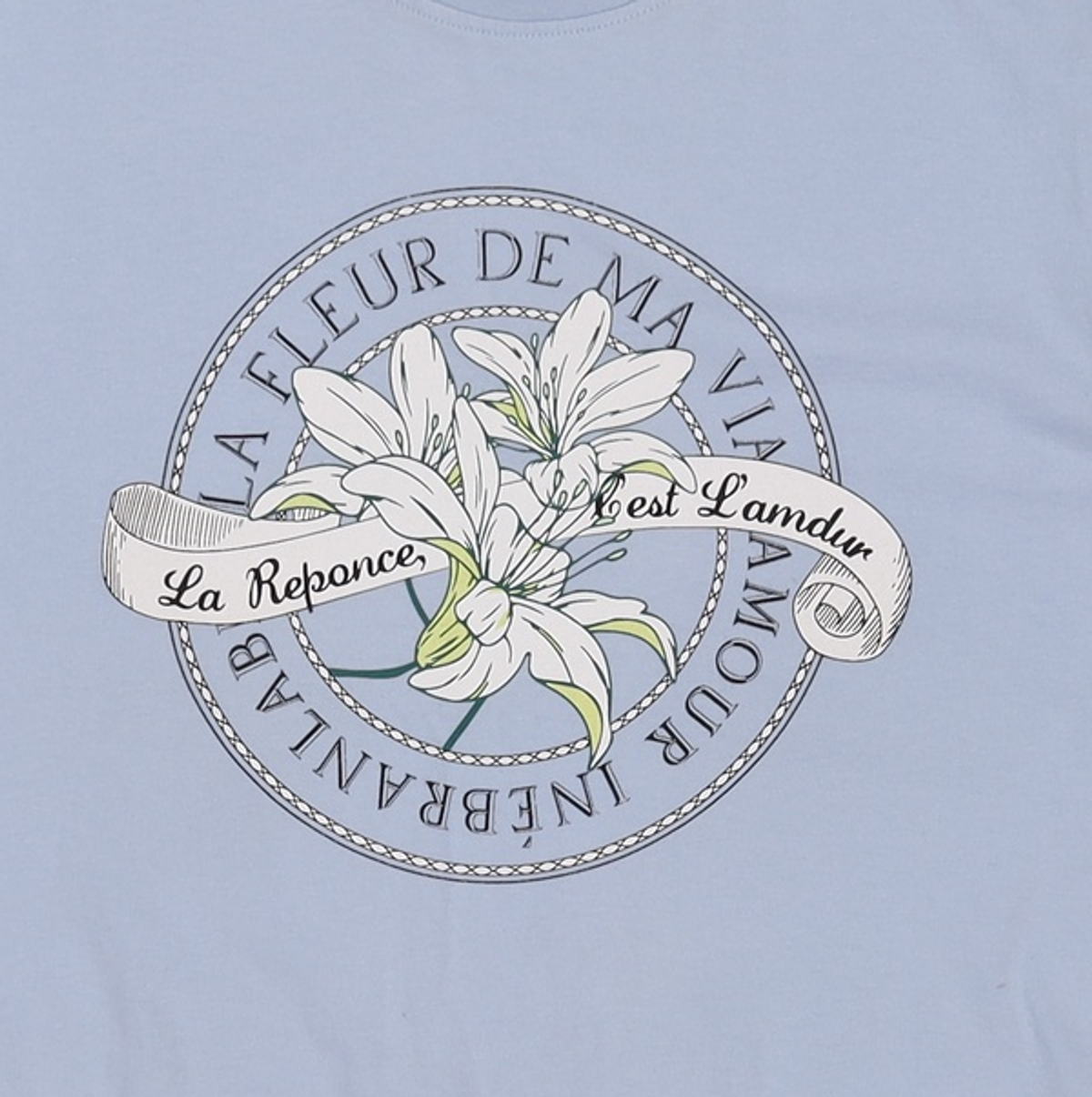 논로컬(NONLOCAL) Lily Print T-shirt - Light Blue FREE