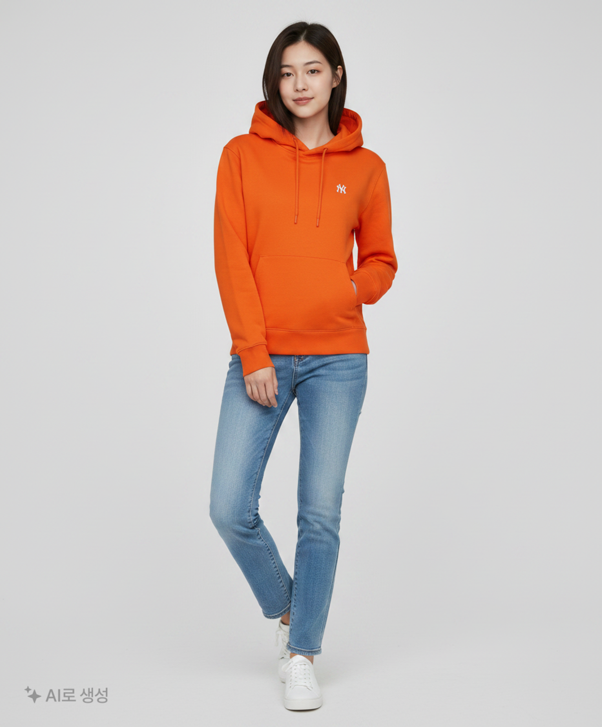 엠엘비(MLB) 베이직 스몰로고 오버핏 후드티 NY (D.Orange) M