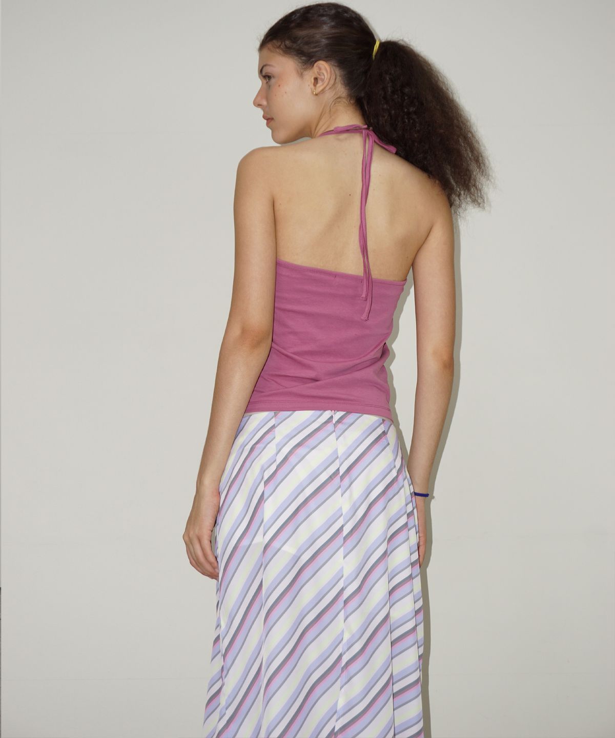 떨스티클럽(THIRSTYCLUB) Vertical stripe midi skirt - Purple