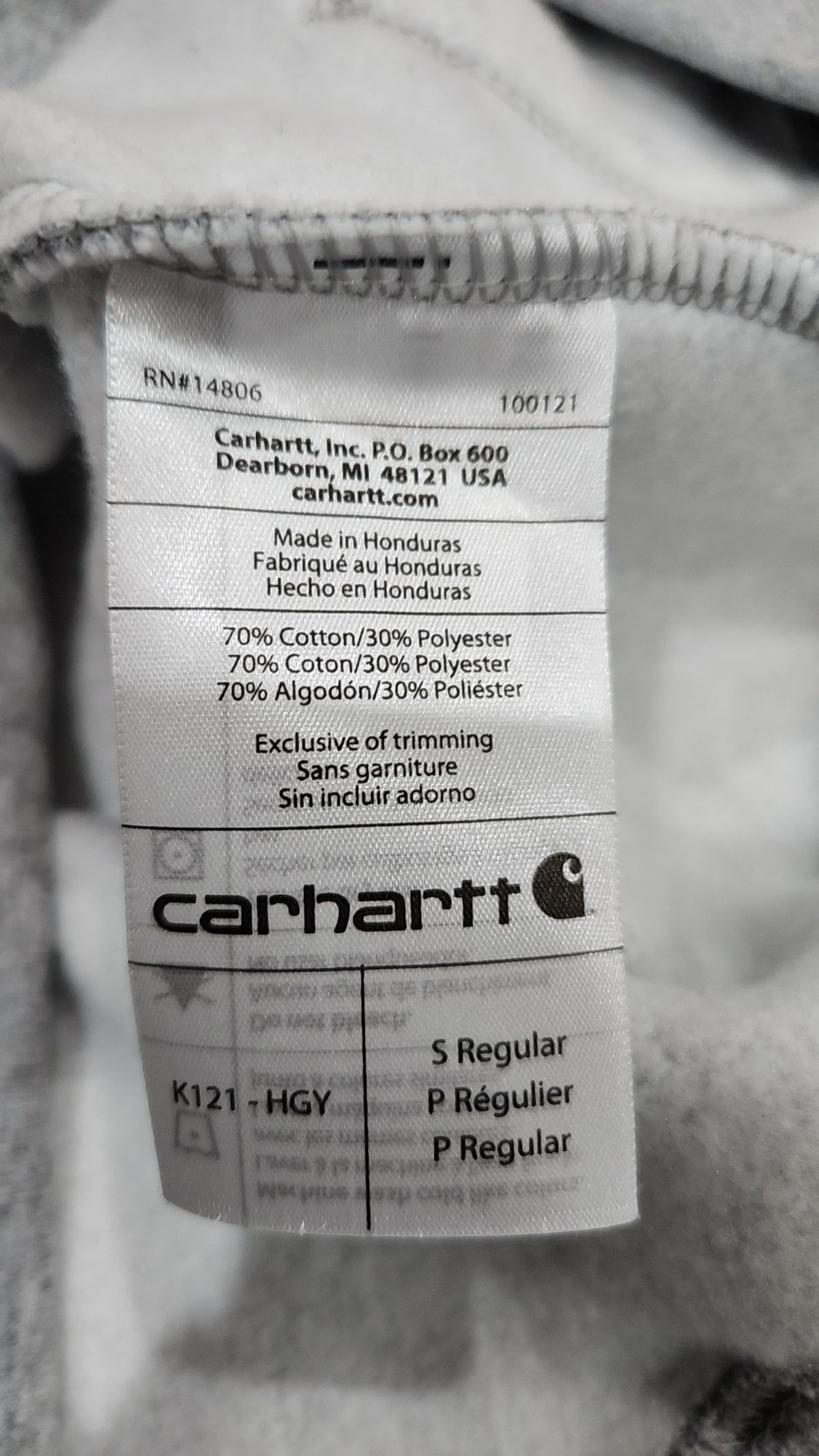 칼하트(CARHARTT) K121 후드티셔츠 그레이 S