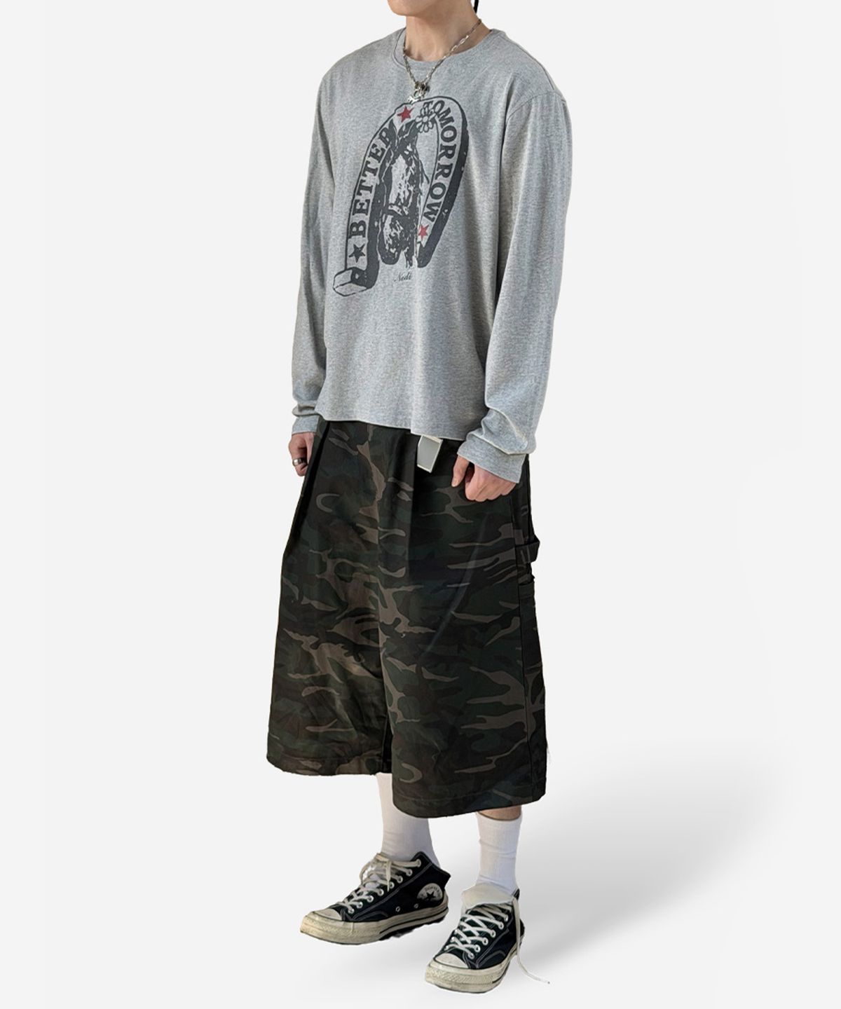 노디(NODI) 럭키 마그넷 롱슬리브 멜란지 그레이