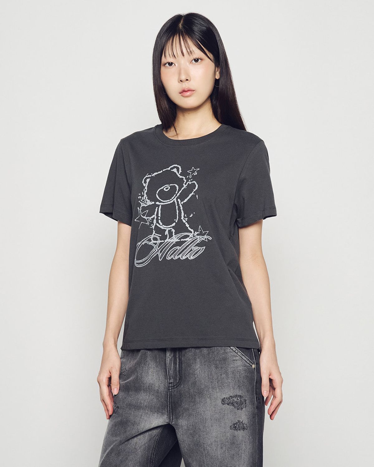 아크메드라비(ACME DE LA VIE) WOMAN INK AC BEAR SHORT SLEEVE T-SHIRT