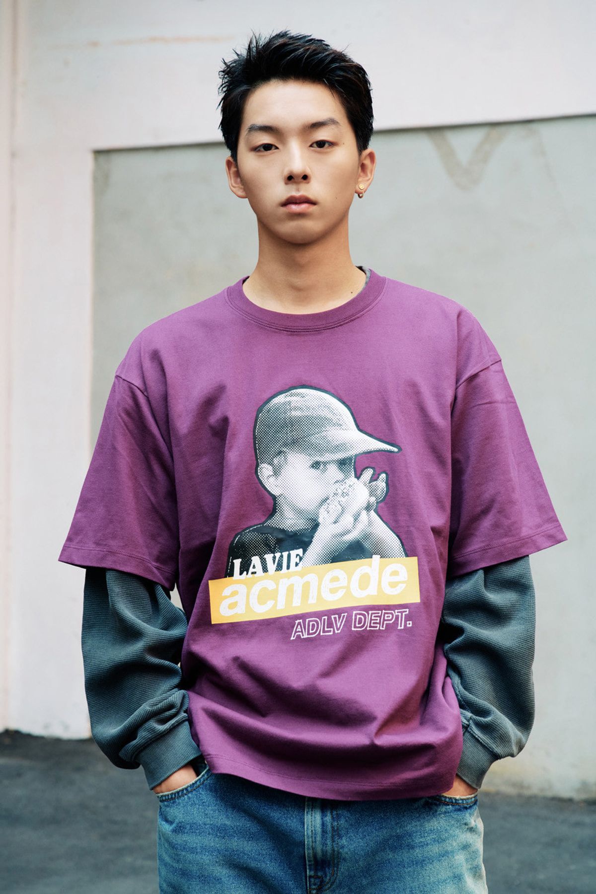 아크메드라비(ACME DE LA VIE) HALFTONE BOX CAP BOY SHORT SLEEVE T-SHIRT