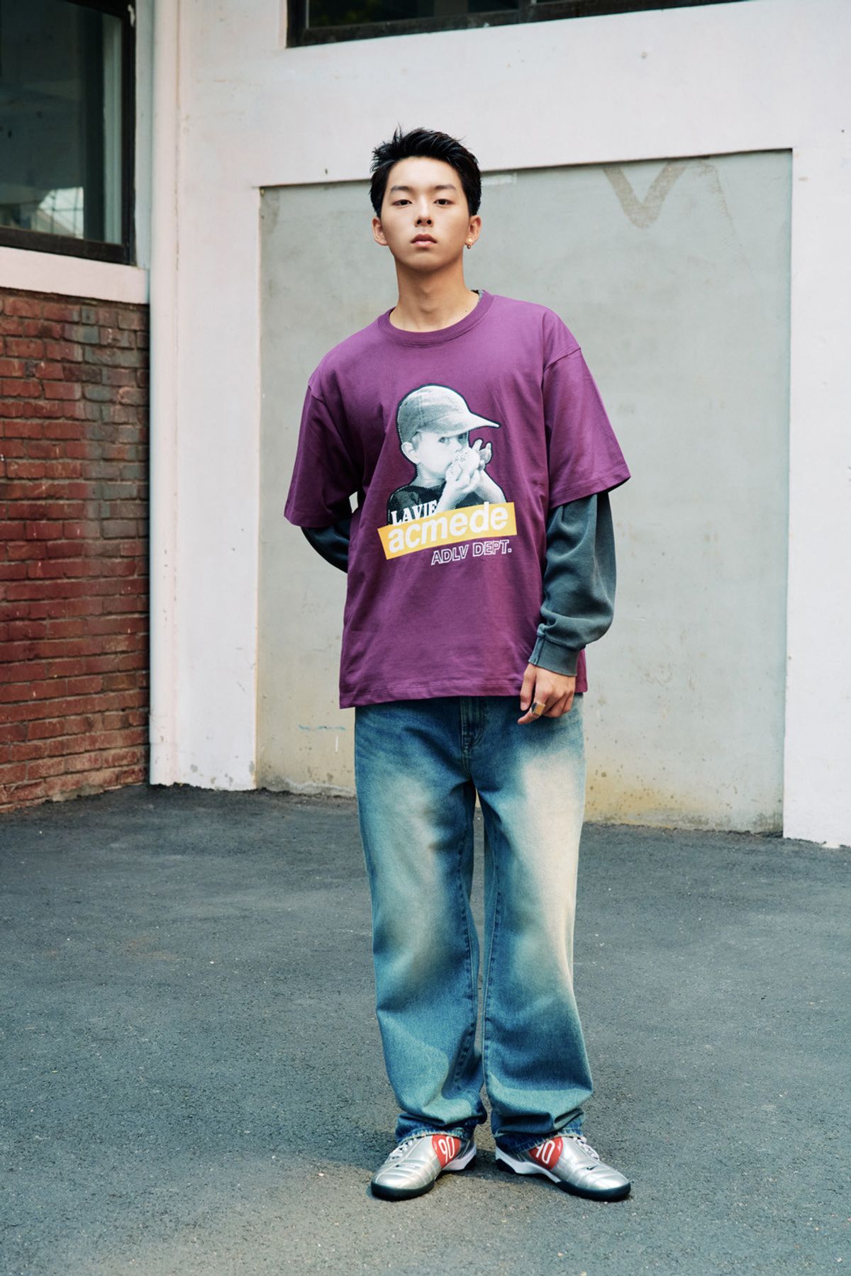 아크메드라비(ACME DE LA VIE) HALFTONE BOX CAP BOY SHORT SLEEVE T-SHIRT