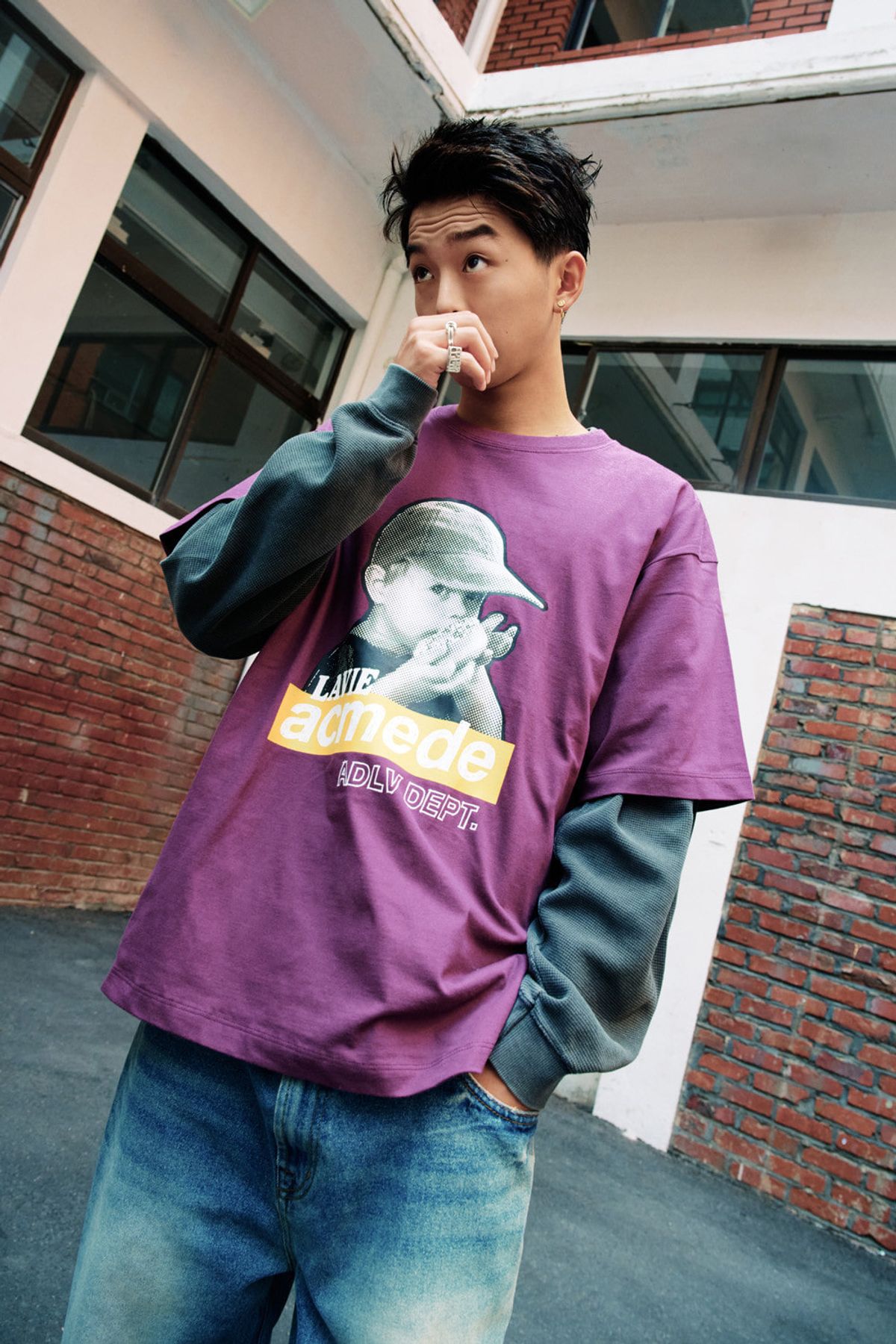 아크메드라비(ACME DE LA VIE) HALFTONE BOX CAP BOY SHORT SLEEVE T-SHIRT