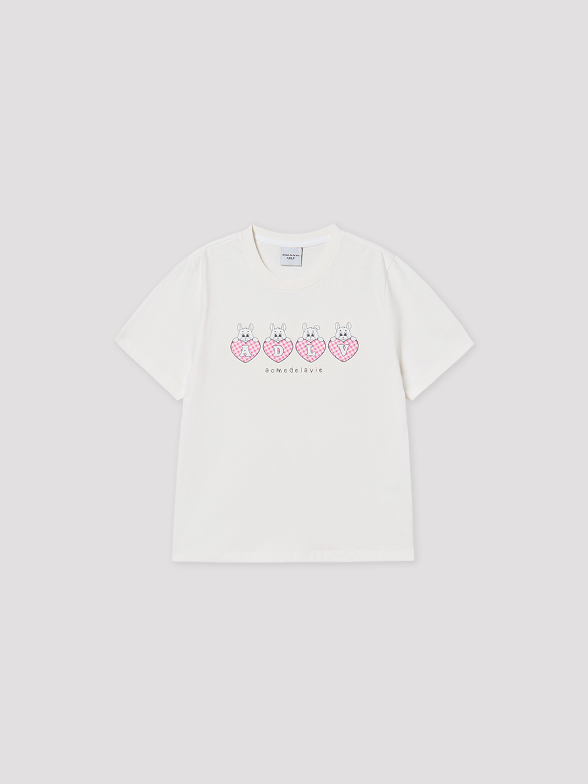 아크메드라비(ACME DE LA VIE) WOMAN HEART APPLIQUE BUNNY SHORT SLEEVE T-SHIRT
