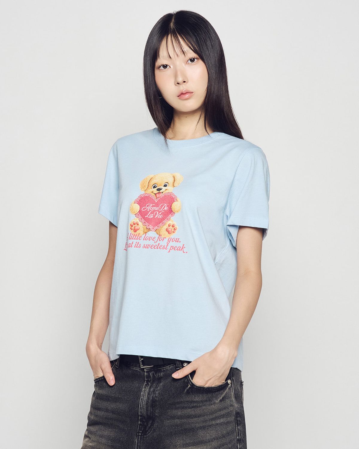 아크메드라비(ACME DE LA VIE) WOMAN HAPPY PUPPY SHORT SLEEVE T-SHIRT